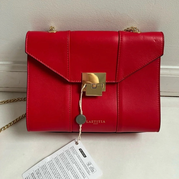 Laetitia Red Shoulder Crossbody Handbags Women Leather Messenger Bags NWT - Picture 2 of 8